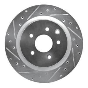 Infiniti G35 Brake Rotor (1) - Rear Left - R1 Concepts - Drilled & Slotted - Silver - `03-`08